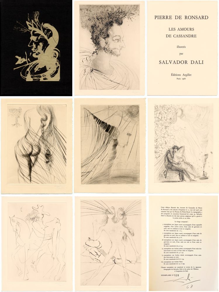 Libro Ilustrado Dali - Ronsard : LES AMOURS DE CASSANDRE. 18 pointes-sèches. Ex. avec suite (1968)