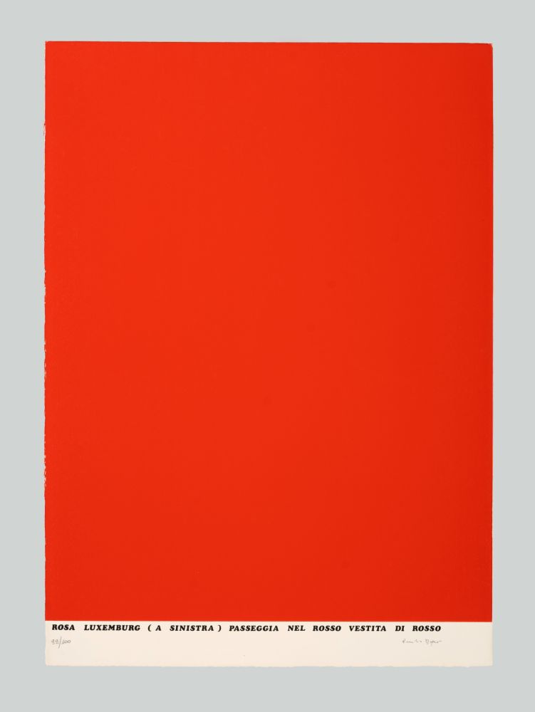 Serigrafía Isgro - Rosa Luxemburg (a sinistra) passeggia nel rosso vestita di rosso
