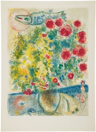 Litografía Chagall - Roses et Mimosas (Roses and Mimosa)