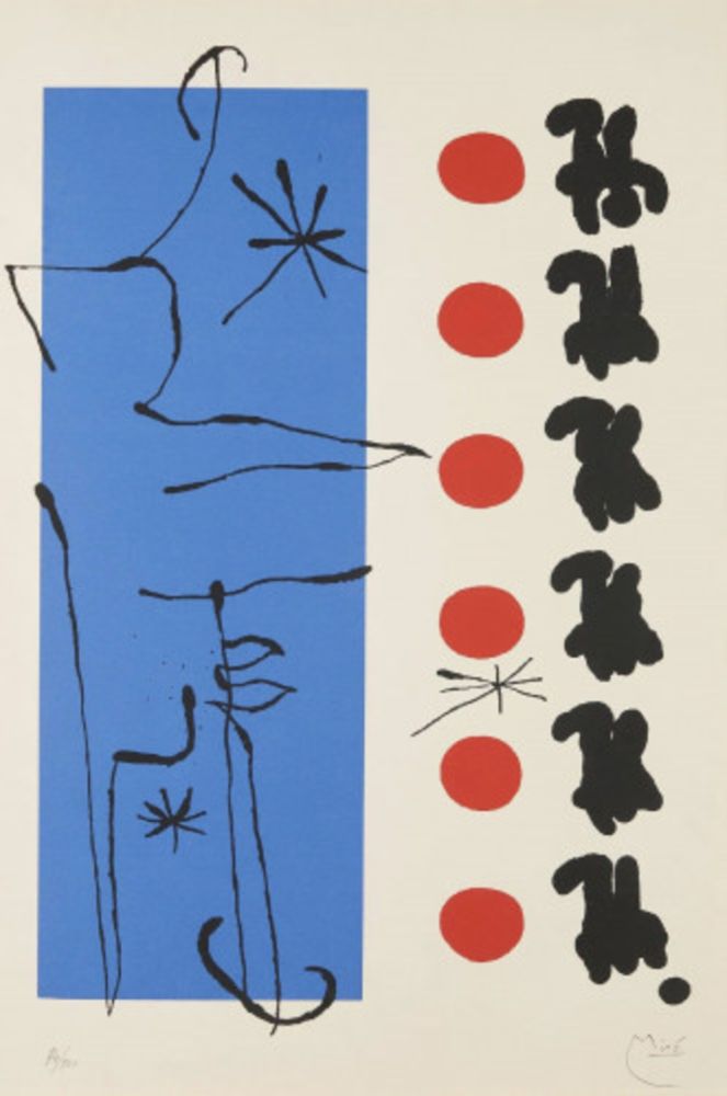 Litografía Miró - Rouge et Bleu