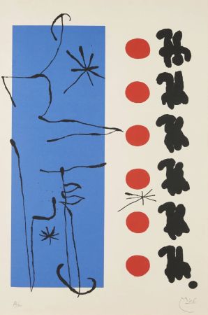 Litografía Miró - Rouge et Bleu