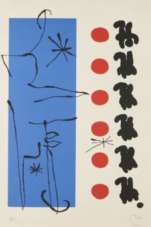 Litografía Miró - Rouge et Bleu