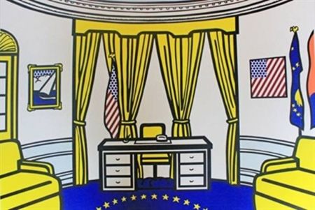 Serigrafía Lichtenstein - Roy Lichtenstein (American, 1923-1997) Oval Office 1992 Screenprint 30 x 39.25 inches   (76.2 x 99.7 cm) Signed, dated and numbered
