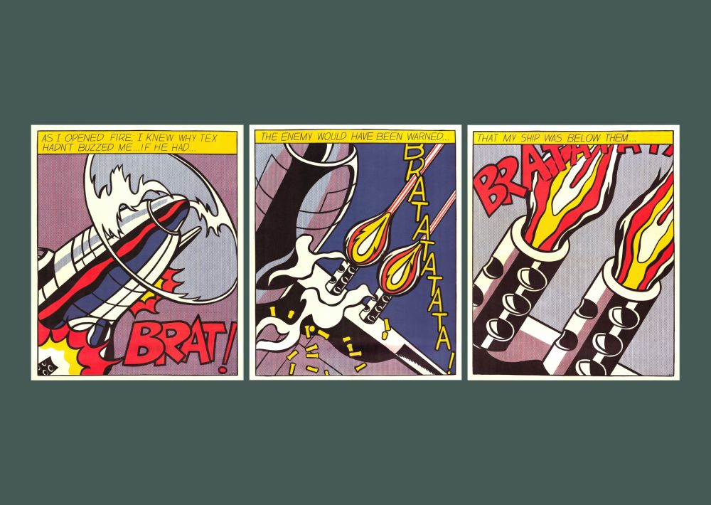 Litografía Lichtenstein - Roy Lichtenstein: 'As I Opened Fire' 1983 Offset-lithograph Triptych Set