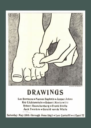 Litografía Lichtenstein - Roy Lichtenstein: 'Foot Medication (Leo Castelli Mailer)' 1963 Offset-lithograph (Hand-signed)