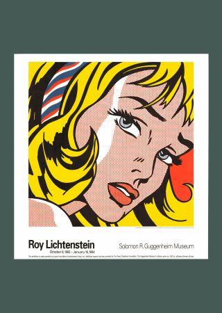 Litografía Lichtenstein - Roy Lichtenstein: 'Girl with Hair Ribbon' 1993 Offset-lithograph