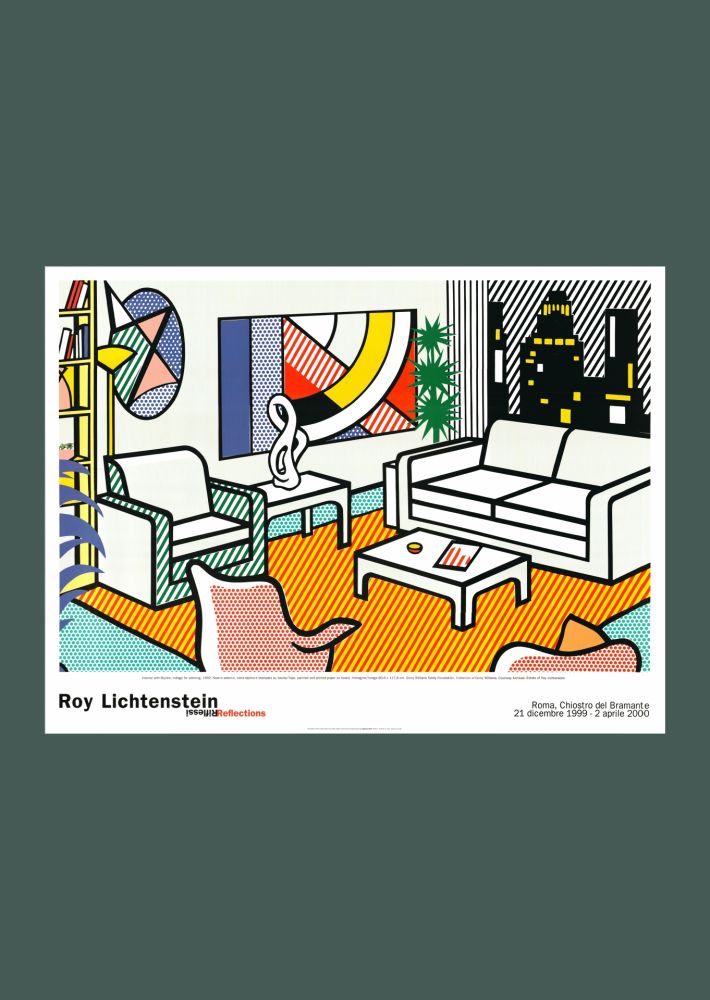 Litografía Lichtenstein - Roy Lichtenstein: 'Interior with Skyline' 1999 Offset-lithograph