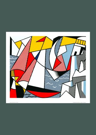 Litografía Lichtenstein - Roy Lichtenstein: 'Sailboats' 1973 Offset-lithograph