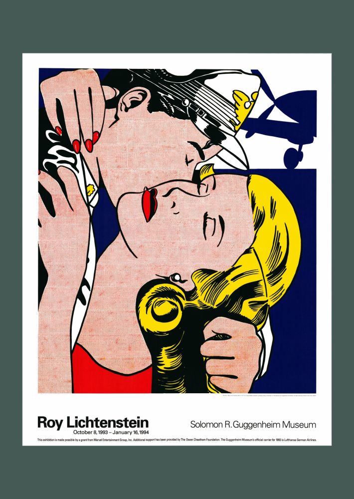 Litografía Lichtenstein - Roy Lichtenstein: 'The Kiss' 1993 Offset-lithograph