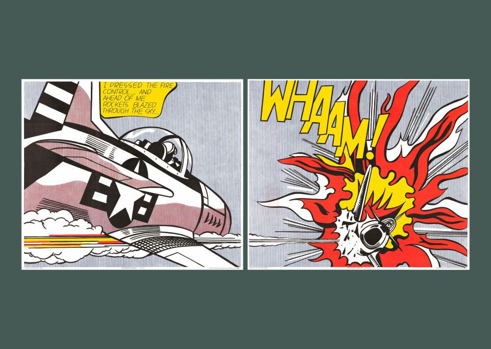 Litografía Lichtenstein - Roy Lichtenstein: 'WHAAM!' 1986 Offset-lithograph Diptych Set