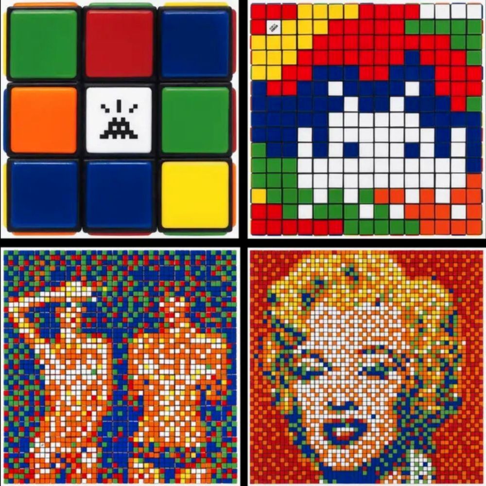 Múltiple Invader - Rubikcubism (set of 4)