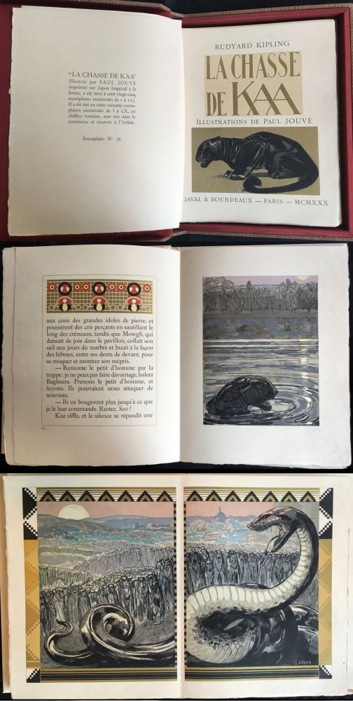 Libro Ilustrado Jouve - Rudyard Kipling : LA CHASSE DE KAA. Illustrations de Paul Jouve (1930)