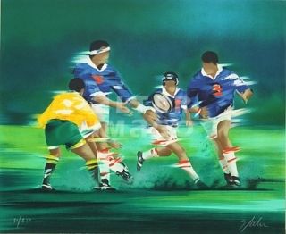 Litografía Spahn - Rugby