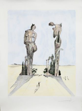 Aguafuerte Dali - Réminiscence Archéologique de l’Angélus de Millet (1983)