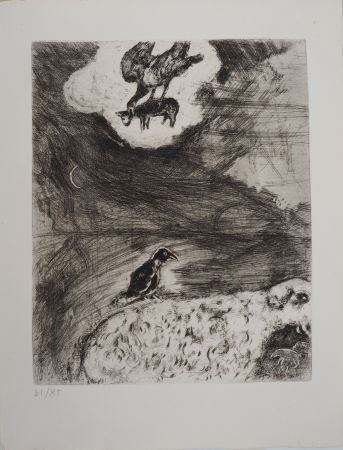 Grabado Chagall - Rêverie du corbeau (Le corbeau voulant imiter l'aigle)