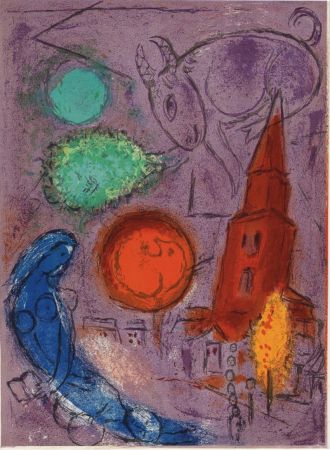 Litografía Chagall - Saint-Germain-des-Prés, 1954 - Very scarce!