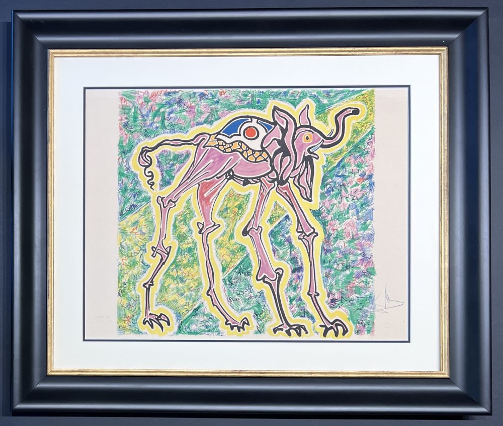 Litografía Dali - Salvador Dalì (1904-1989) - Elefante-cicogna (Elephant-stork) - Coloured lithograph on Arches paper