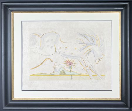 Grabado Dali - Salvador Dalì (1904–1989) - The Horse and the Wolf - drypoint etching with stencil on extremely fine Japanese paper - 1974