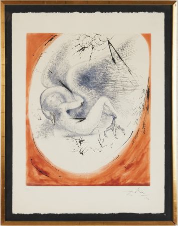 Punta Seca Dali - Salvador Dalì (1904 - 1989) - Leda and the Swan - mixed media incorporating heliogravure and drypoint etching hand-colored on Arches paper - 1964