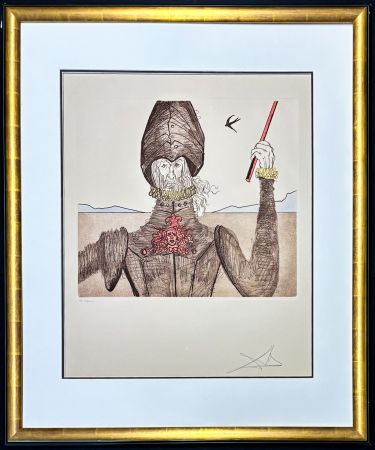 Grabado Dali - Salvador Dalí (1904–1989) - Don Quixote (The Dreamer) - Hand coloured drypoint, etchings on Arches paper - 1981