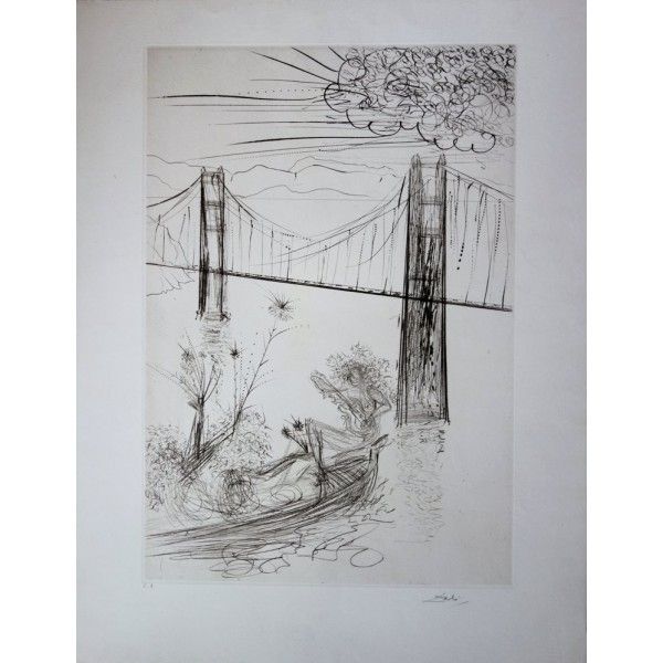 Grabado Dali - San Francisco : Golden Gate Bridge