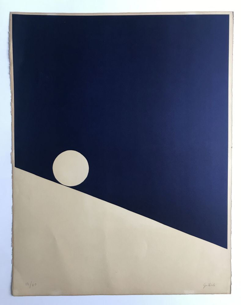 Litografía Gilioli - Sans titre (Composition en bleu)