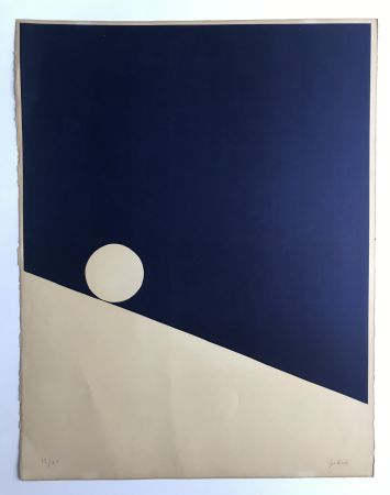 Litografía Gilioli - Sans titre (Composition en bleu)