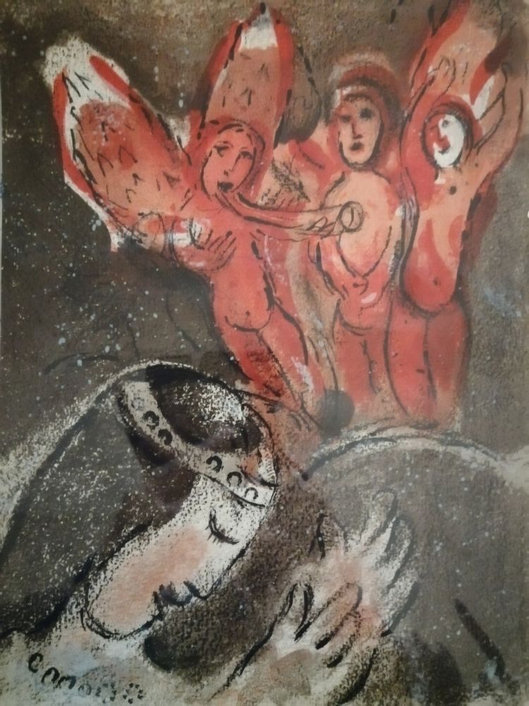 Litografía Chagall - Sara et les Anges