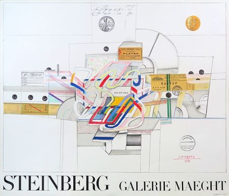 Litografía Steinberg - Saul Steinberg, Ticket via Airmail, Affiche en Lithographie, 1970
