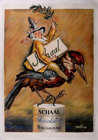 Litografía Faivre - Schaal, Chocolatier, 1920 - Large lithograph poster!