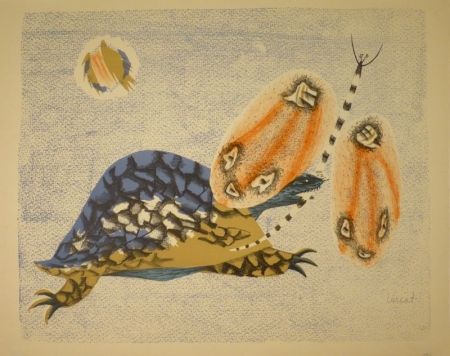 Litografía Lurcat - (Schildkröte und Libelle)