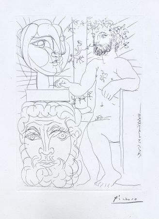 Grabado Picasso - Sculpteur et Deux Têtes sculptées