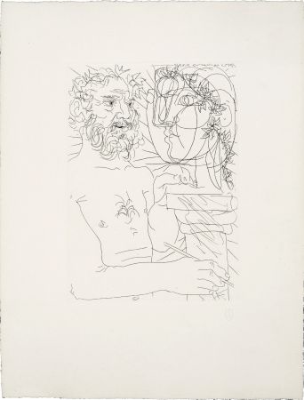 Aguafuerte Picasso - Sculpteur à mi-corps au travail (Suite Vollard, pl. 49). 1933