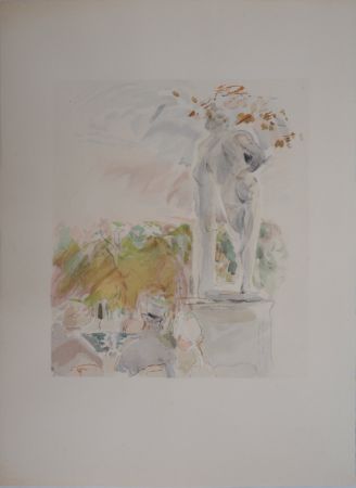 Litografía Morisot - Sculptures au Au Jardin des Tuileries