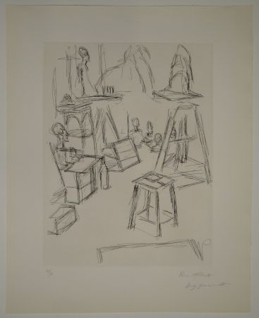 Aguafuerte Giacometti - Sculptures dans l'atelier VI / Les Sculptures (Sculptures). 