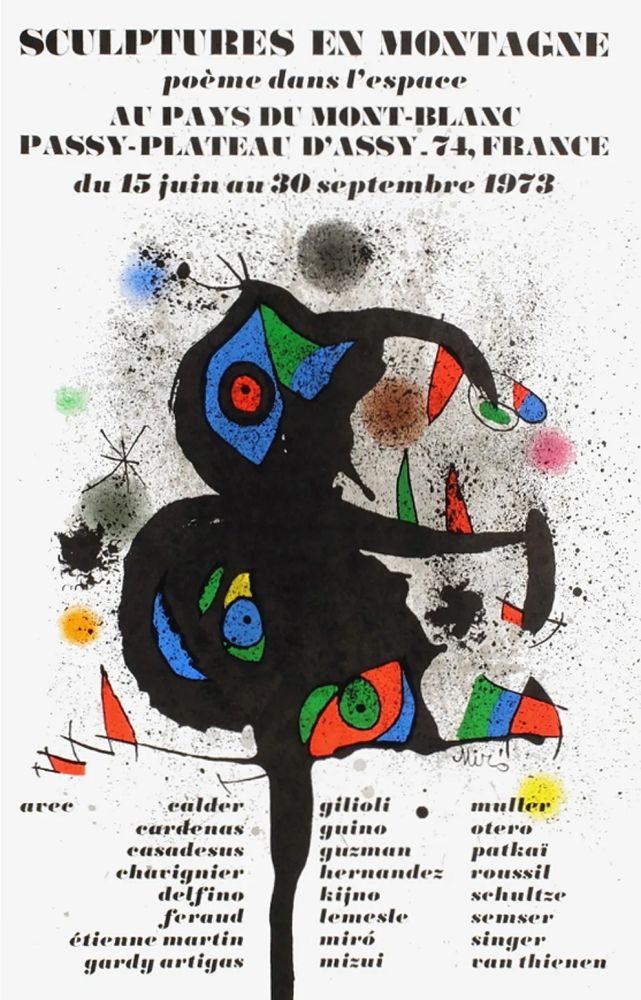 Cartel Miró - SCULPTURES EN MONTAGNE. EXPO 1973. Affiche originale.