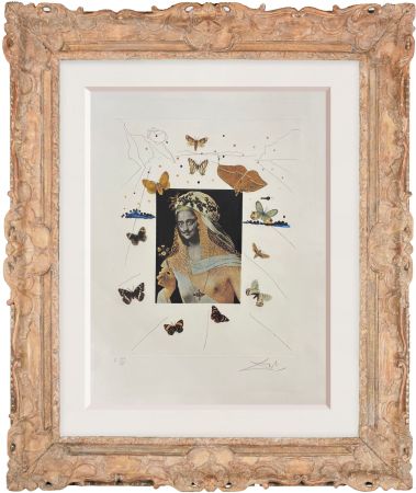Grabado Dali - Selfportrait Surrealist with butterflies
