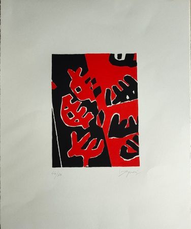 Litografía Capogrossi - Senza Titolo (Rosso e Nero)