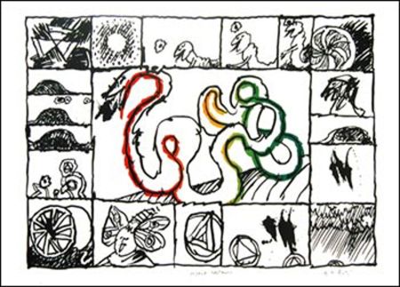 Litografía Alechinsky - Serpent restauré 