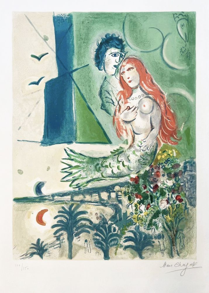 Litografía Chagall - Sirène au Poète 