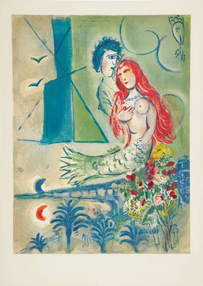 Litografía Chagall - Sirène au Poète (Sirene with Poet)