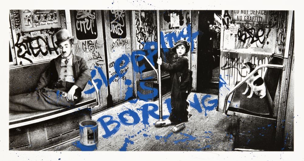 Serigrafía Mr Brainwash - Sleeping is boring - Blue