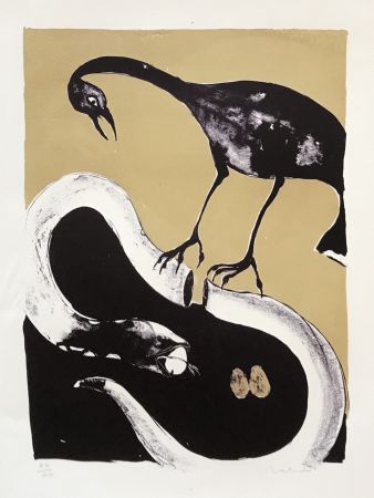 Litografía Toledo - Snake with Bird and Eggs