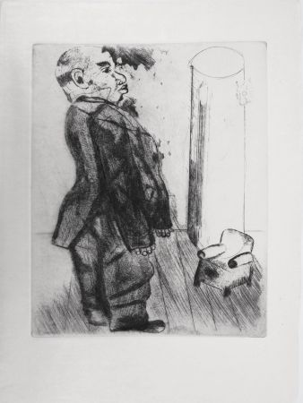 Grabado Chagall - Sobakévitch près du fauteuil (Les Âmes mortes)