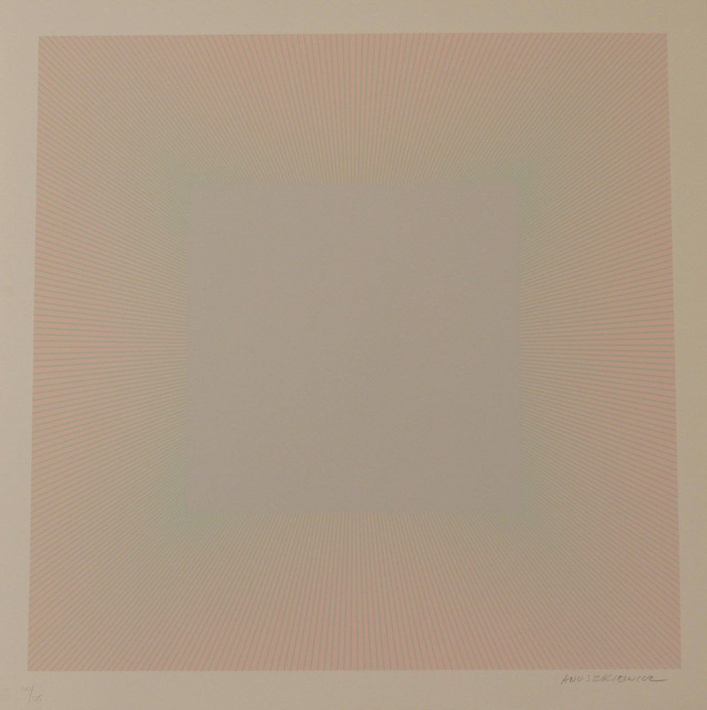 Litografía Anuszkiewicz - SOFT, PALE GRAY - EXACTA FROM CONSTRUCTIVISM TO SYSTEMATIC ART 1918-1985