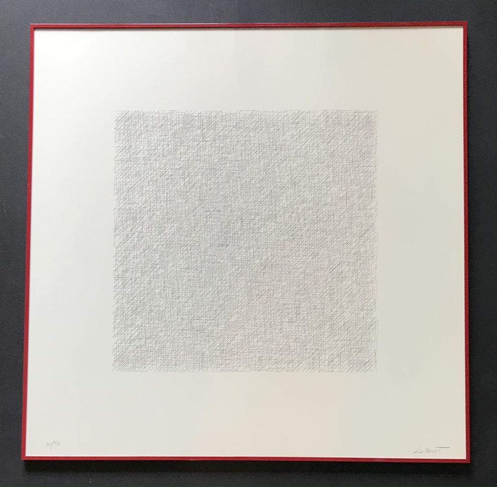 Litografía Lewitt - Sol LeWitt ( 1928 - 2007 ) - Lines of One Inch Four Directions Four Colors - hand-signed Lithography on Magnani paper - 1971