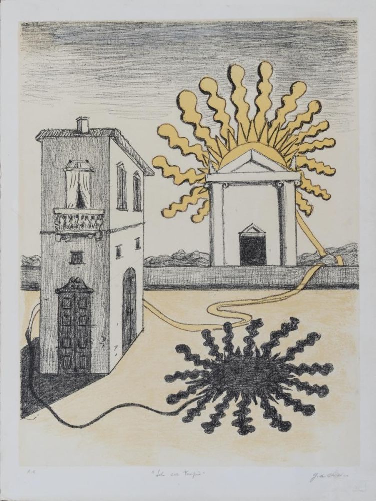 Litografía De Chirico - Sole sul tempio