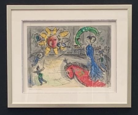 Litografía Chagall - Soleil au cheval rouge