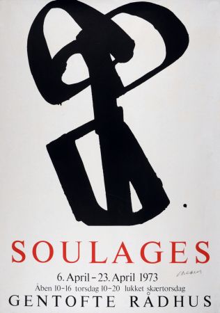 Serigrafía Soulages - Soulages au Gentofte Rådhus - Sérigraphie n°1, 1973 - Hand-signed
