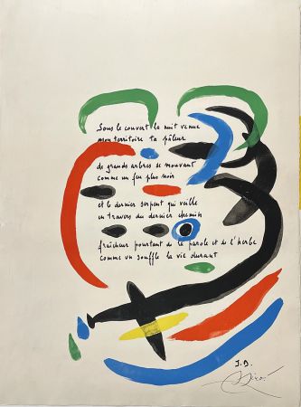 Litografía Miró - Sous le couvert la nuit venue